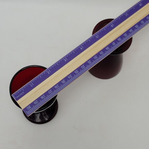 Vintage Anchor Hocking 2 Royal Ruby Red Cordial Shot Footed Wine Glasses Barware - Picture 4 of 9